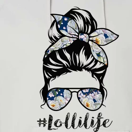 Lolli Life Messy Hair Bun Floral Women Mothers Day Performance Fleece Hoodie