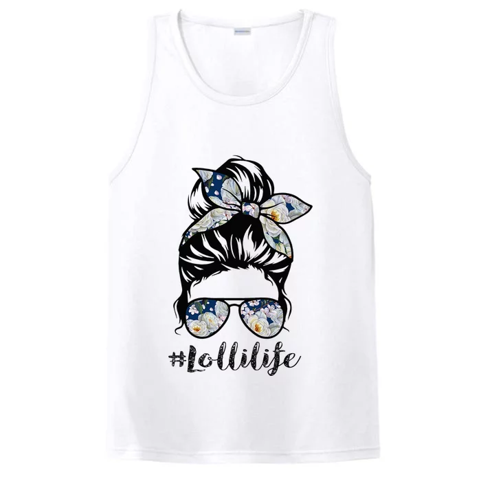 Lolli Life Messy Hair Bun Floral Women Mothers Day Performance Tank