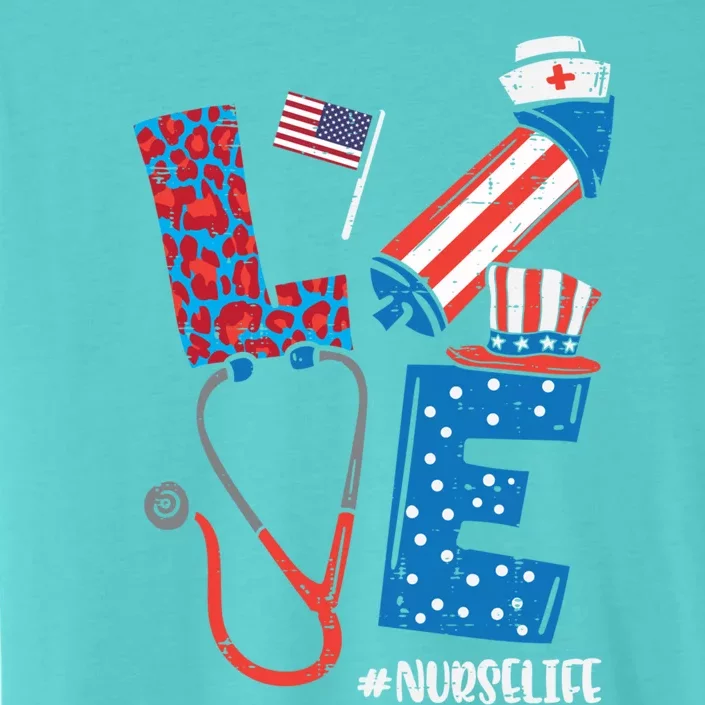 Love Leopard Nurse Life 4th Of July Scrub Top Patriot Meaningful Gift ChromaSoft Performance T-Shirt