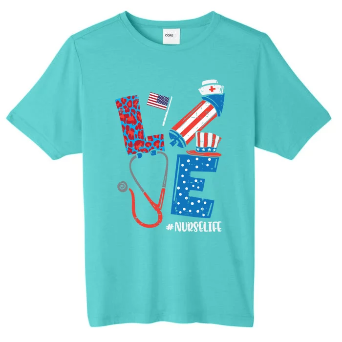 Love Leopard Nurse Life 4th Of July Scrub Top Patriot Meaningful Gift ChromaSoft Performance T-Shirt