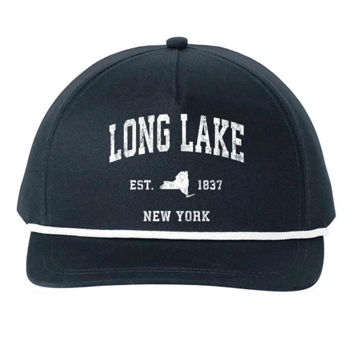 Long Lake New York Ny Vintage Athletic Snapback Five-Panel Rope Hat