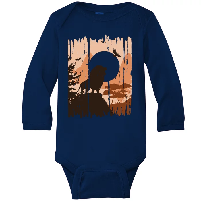 Lion Landscape Nature Mountain Baby Long Sleeve Bodysuit