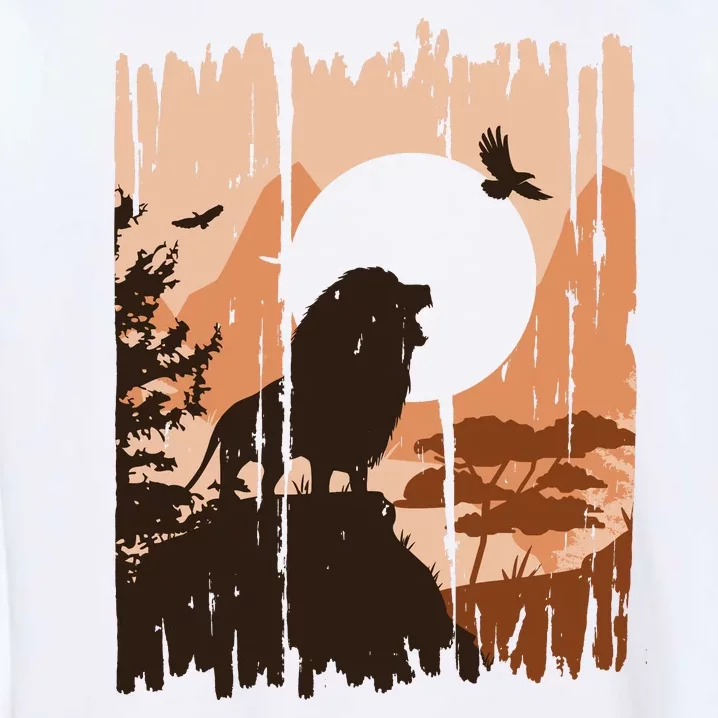 Lion Landscape Nature Mountain Garment-Dyed Sweatshirt