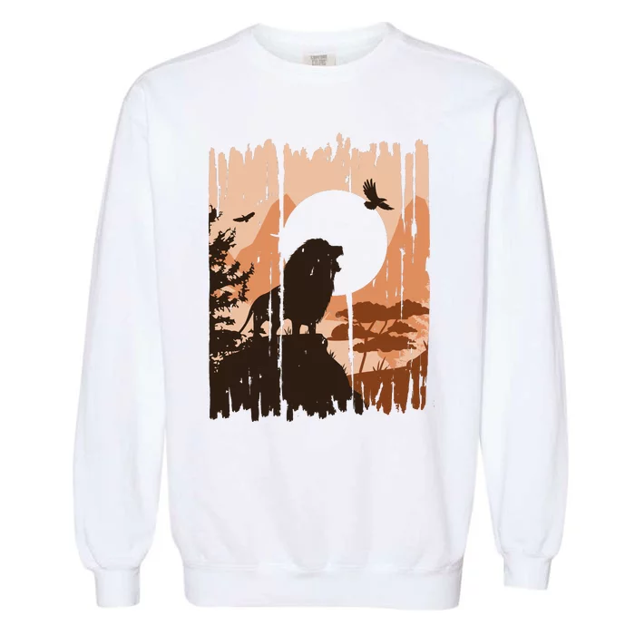 Lion Landscape Nature Mountain Garment-Dyed Sweatshirt