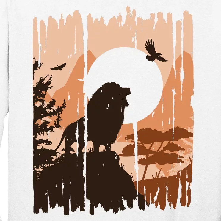 Lion Landscape Nature Mountain Long Sleeve Shirt