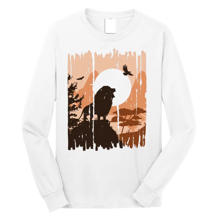 Lion Landscape Nature Mountain Long Sleeve Shirt