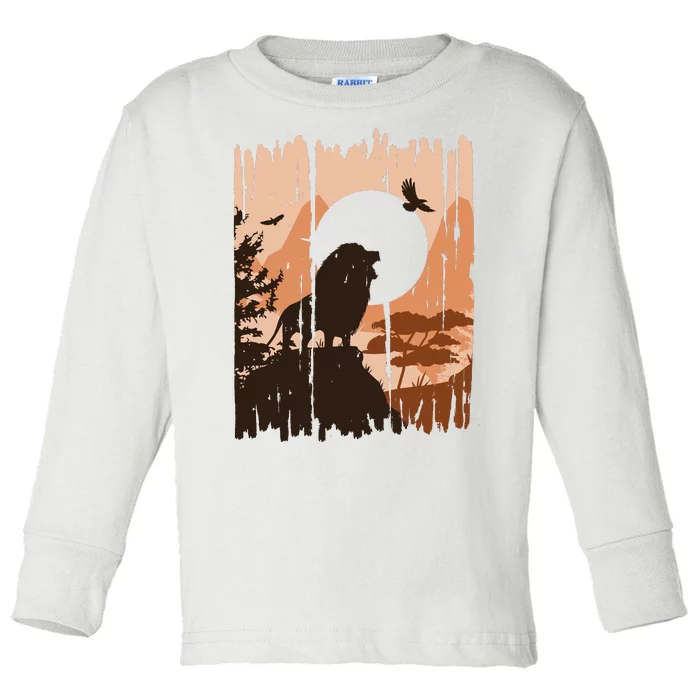 Lion Landscape Nature Mountain Toddler Long Sleeve Shirt