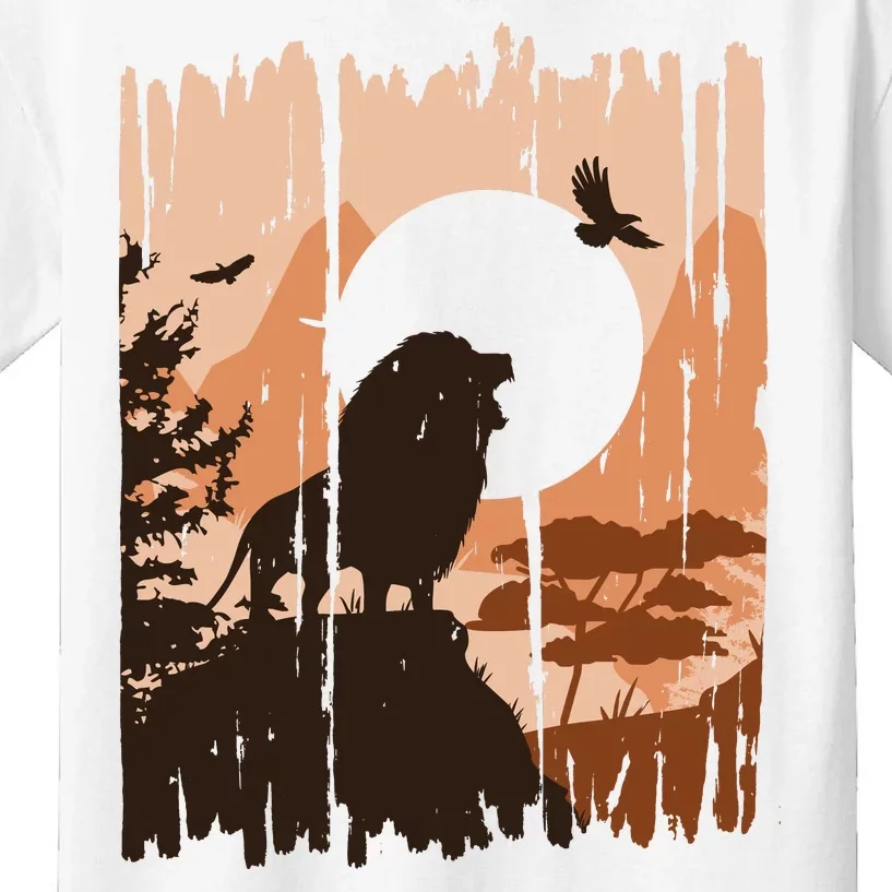 Lion Landscape Nature Mountain Kids T-Shirt