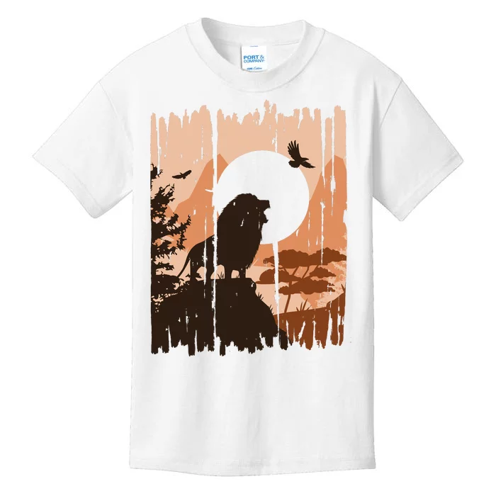 Lion Landscape Nature Mountain Kids T-Shirt