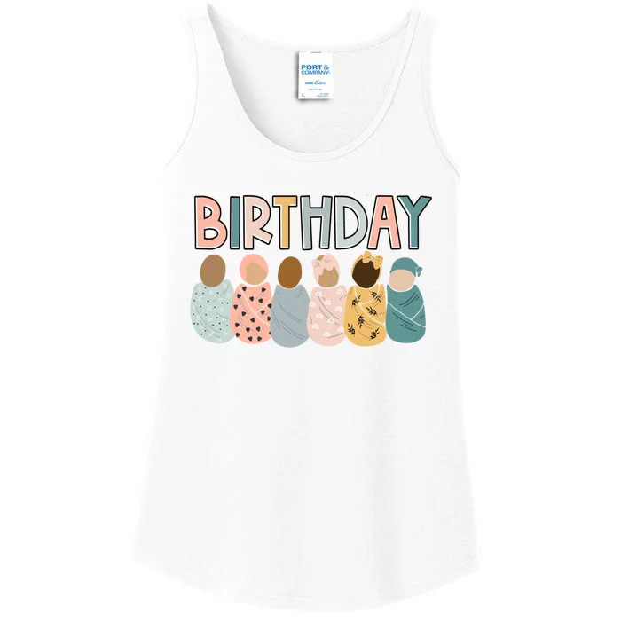 Labor L&D Nurse Swaddle Baby Beautiful Day for a Birthday Ladies Essential Tank