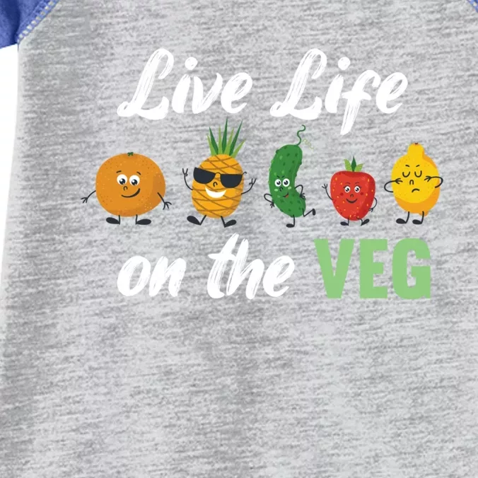 Live Life On The Veg – Vegan Lifestyle Funny Carrot Lover Gift Infant Baby Jersey Bodysuit