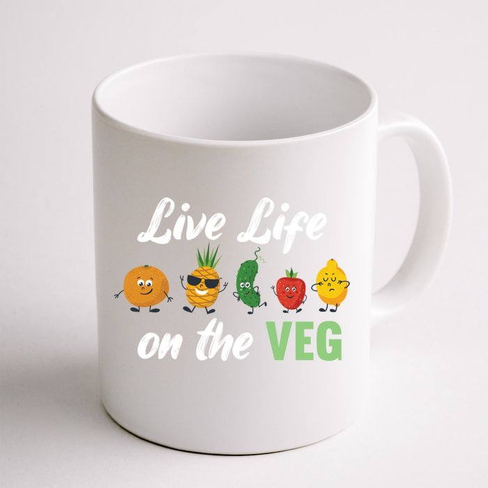 Live Life On The Veg – Vegan Lifestyle Funny Carrot Lover Gift Front & Back Coffee Mug