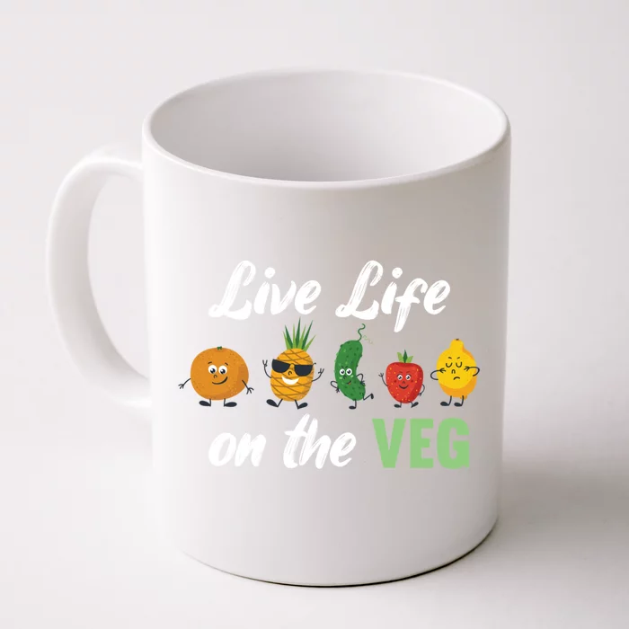 Live Life On The Veg – Vegan Lifestyle Funny Carrot Lover Gift Front & Back Coffee Mug