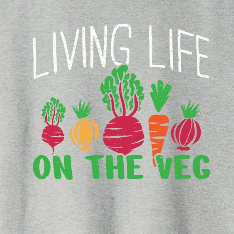 Living Life On The Veg I Funny Vegetarian Vegan Meaningful Gift Women's Crop Top Tee