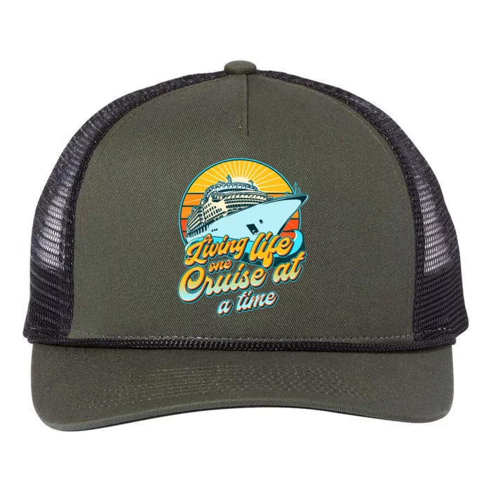 Living Life One Cruise At A Time Retro Rope Trucker Hat Cap