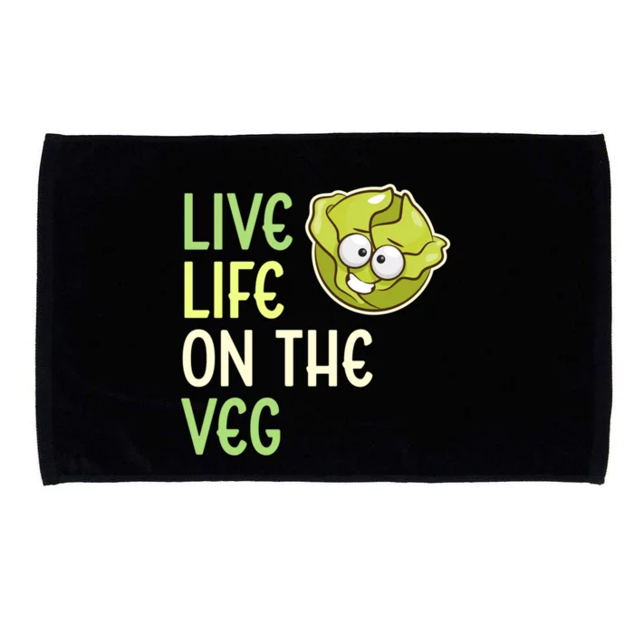 Live Life On The Veg Funny Vegetable Lettuce Vegan Lifestyle Funny Gift Microfiber Hand Towel