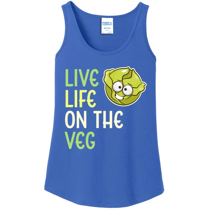 Live Life On The Veg Funny Vegetable Lettuce Vegan Lifestyle Funny Gift Ladies Essential Tank