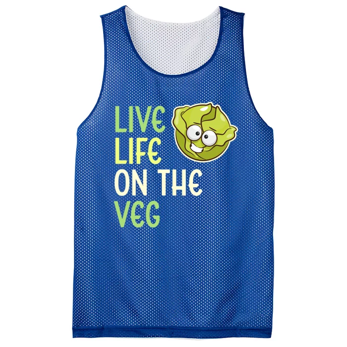 Live Life On The Veg Funny Vegetable Lettuce Vegan Lifestyle Funny Gift Mesh Reversible Basketball Jersey Tank