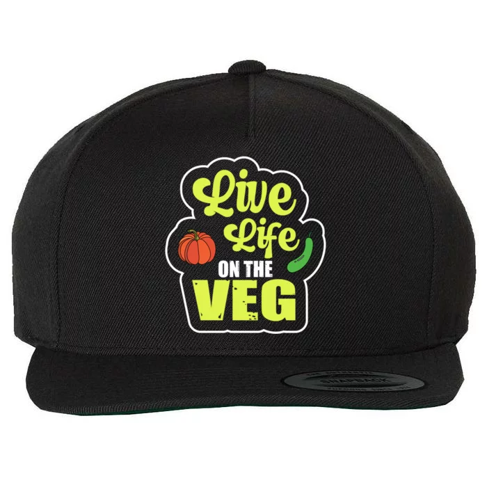 Live Life On The Veg Veganism Vegan Plants Gift Wool Snapback Cap