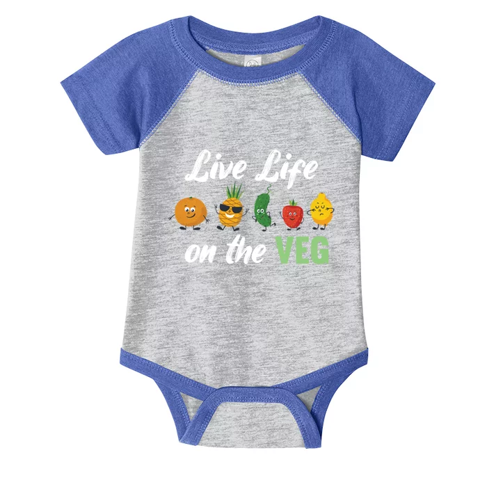 Live Life On The Veg – Vegan Lifestyle Funny Carrot Lover Funny Gift Infant Baby Jersey Bodysuit