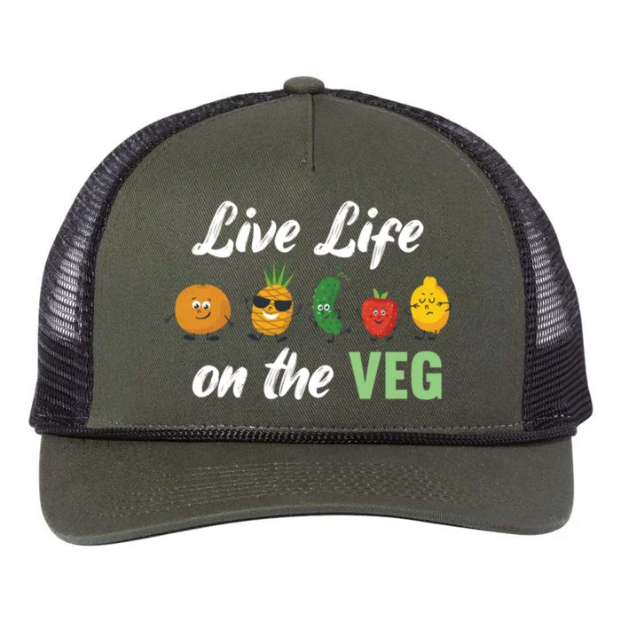 Live Life On The Veg – Vegan Lifestyle Funny Carrot Lover Funny Gift Retro Rope Trucker Hat Cap