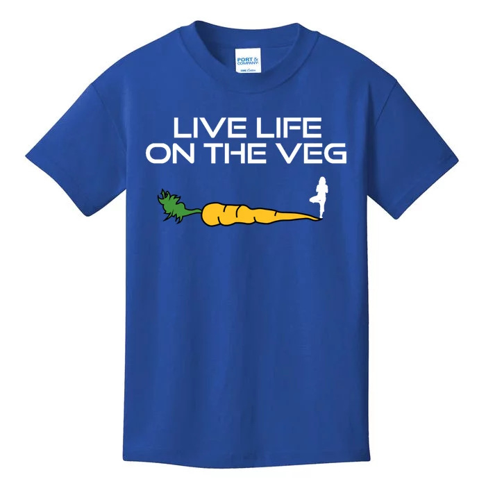 Live Life On The Veg Vegan Vegetarian And Yoga Gift Kids T-Shirt