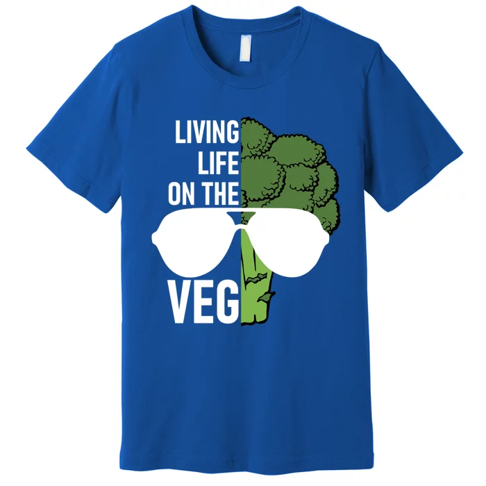 Living Life On The Veg Quirky Joke Vegetarian Or Vegan Gift Premium T-Shirt