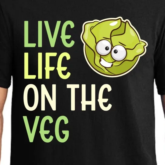 Live Life On The Veg Funny Vegetable Lettuce Vegan Lifestyle Cool Gift Pajama Set