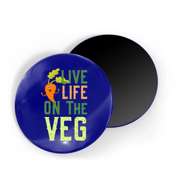 Live Life On The Veg Funny Vegan Slogan Plant Lover Gift Magnet