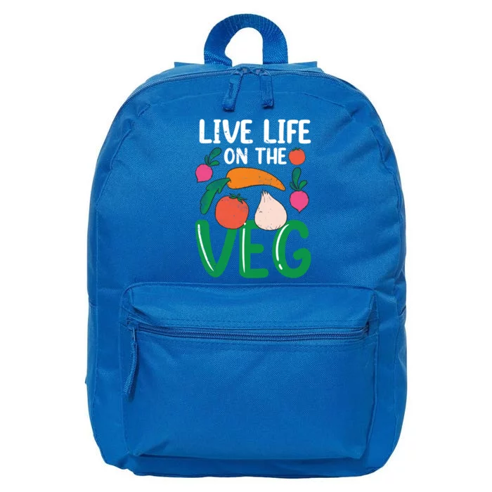 Live Life On The Veg Veganism Funny Vegetarian Gift 16 in Basic Backpack