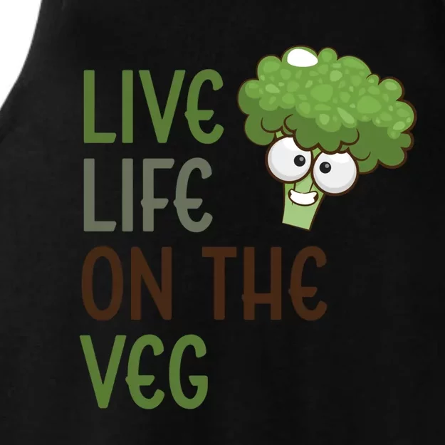 Live Life On The Veg Funny Vegetable Broccoli Vegan Life Gift Ladies Tri-Blend Wicking Tank