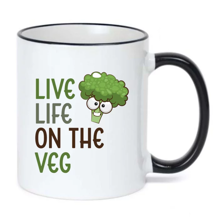 Live Life On The Veg Funny Vegetable Broccoli Vegan Life Gift Black Color Changing Mug