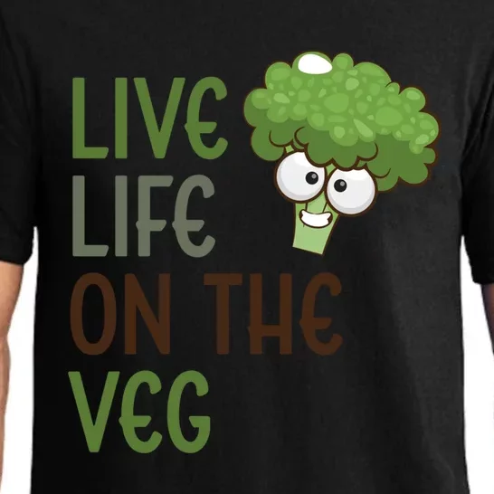 Live Life On The Veg Funny Vegetable Broccoli Vegan Life Gift Pajama Set