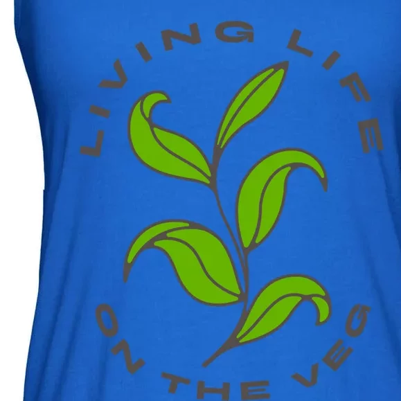 Living Life On The Veg / Plant Based Diet / Vegan Vegetarian Gift Ladies Essential Flowy Tank