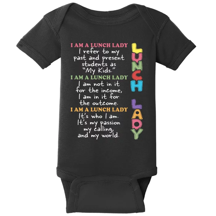 Lunch Lady Proud Lunch Lady Gift For Cafeteria Worker Cafeteria Squad Baby Bodysuit