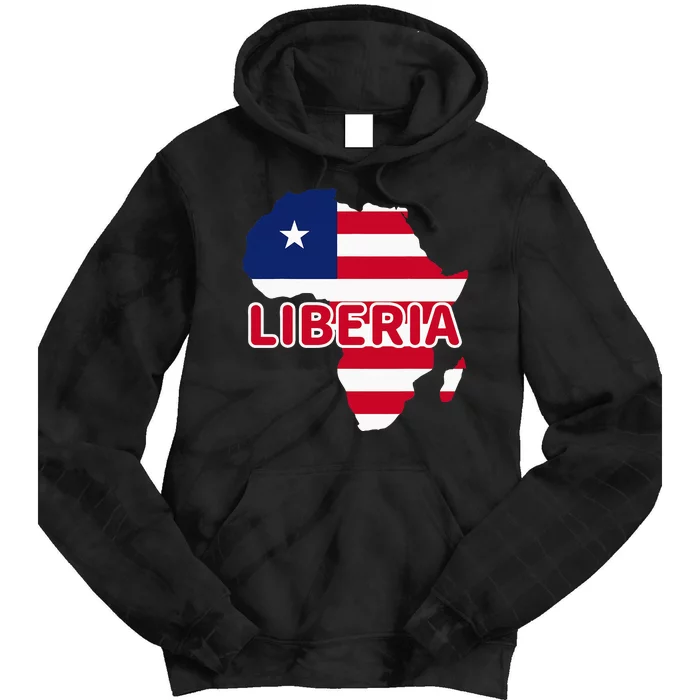 Liberia Liberian Pride Flag Map Africa Print Tie Dye Hoodie