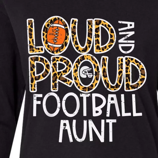 Leopard Loud & Proud American Football Aunt Family Auntie Womens Cotton Relaxed Long Sleeve T-Shirt