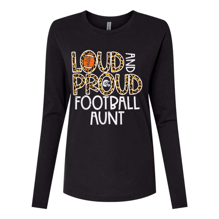 Leopard Loud & Proud American Football Aunt Family Auntie Womens Cotton Relaxed Long Sleeve T-Shirt