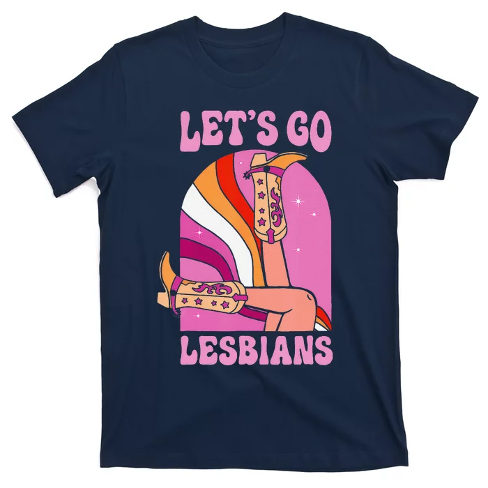 Lgbt Lesbian Pride Month Cow Boots LetS Go Lesbians T-Shirt