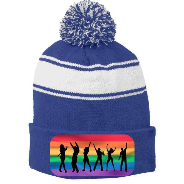 Lgbt Lgbtq Pride Awareness Dancing For Gays And Lesbians Gift Stripe Pom Pom Beanie