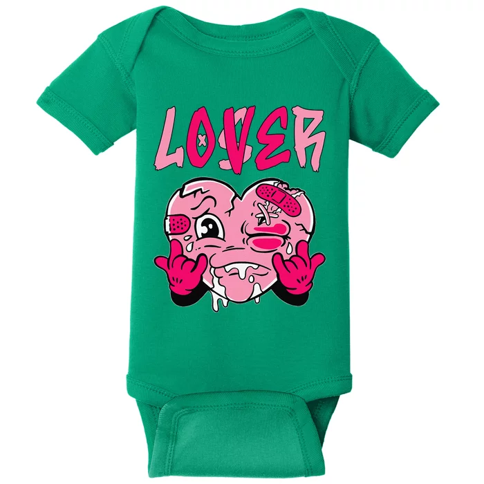 Loser Lover Pink Drip Heart Matching Baby Bodysuit