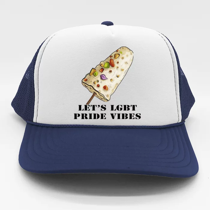 LetS Lgbt Pride Vibes Retro 70s Style Ice Creams Trucker Hat