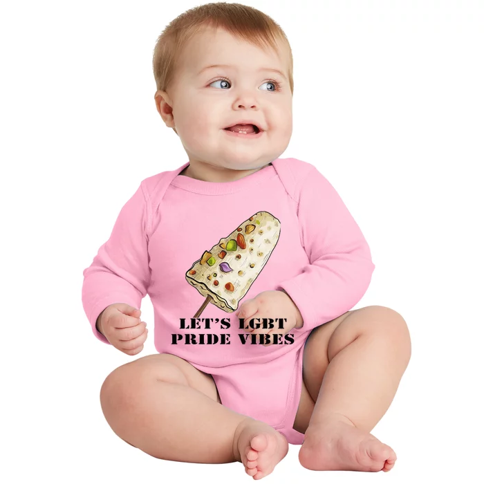 LetS Lgbt Pride Vibes Retro 70s Style Ice Creams Baby Long Sleeve Bodysuit