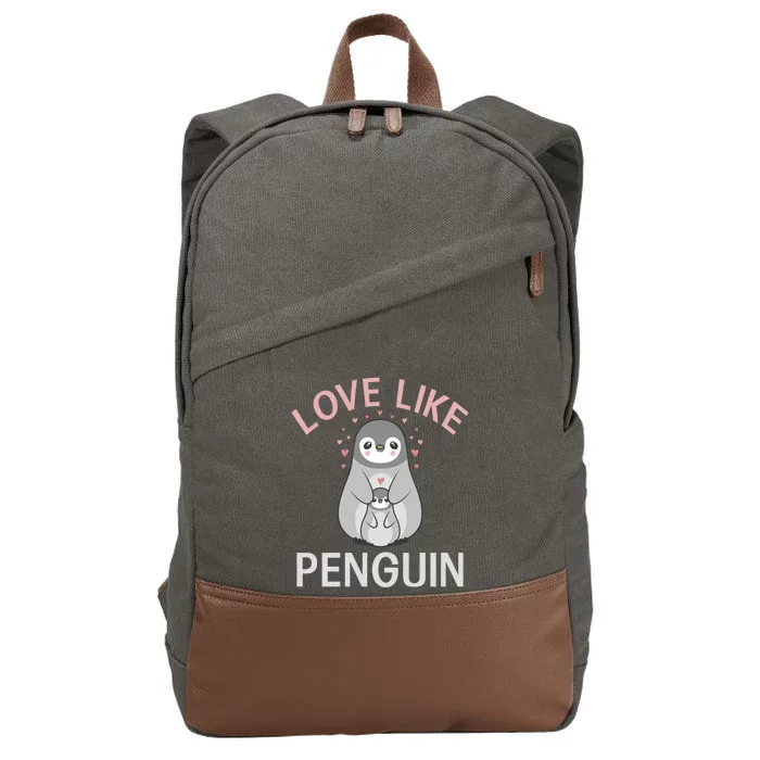 Love Like Penguin Lover Gift Cotton Canvas Backpack