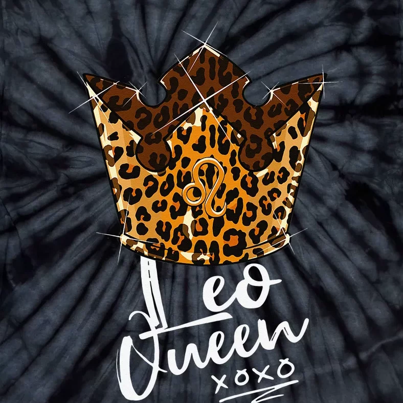 Leopard Leo Queen Zodiac Sign With Leopard Pattern Crown Tie-Dye T-Shirt