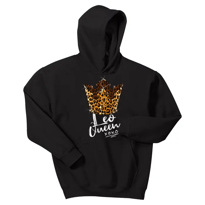 Leopard Leo Queen Zodiac Sign With Leopard Pattern Crown Kids Hoodie