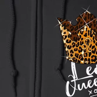 Leopard Leo Queen Zodiac Sign With Leopard Pattern Crown Full Zip Hoodie