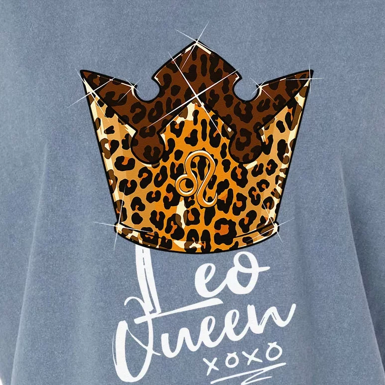 Leopard Leo Queen Zodiac Sign With Leopard Pattern Crown Garment-Dyed Women's Muscle Tee