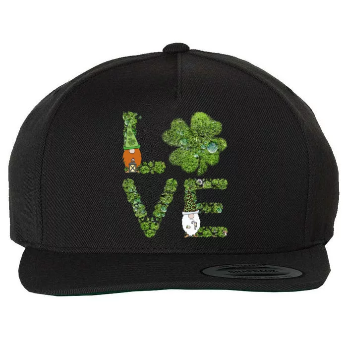 Love Leprechauns Quatrefoil Clover Shamrock St Patricks Day Gift Wool Snapback Cap