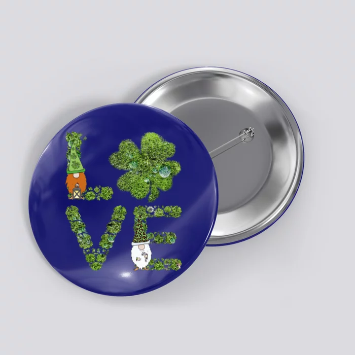 Love Leprechauns Quatrefoil Clover Shamrock St Patricks Day Gift Button